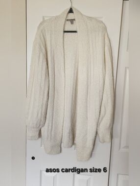 ASOS Creamy Ivory Open-Front Ribbed Cardigan